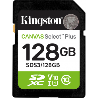Карта памяти KINGSTON 128GB SDXC CANVAS SELECT PLUS Gen3 150MB/s C10 UHS-I U1 V10