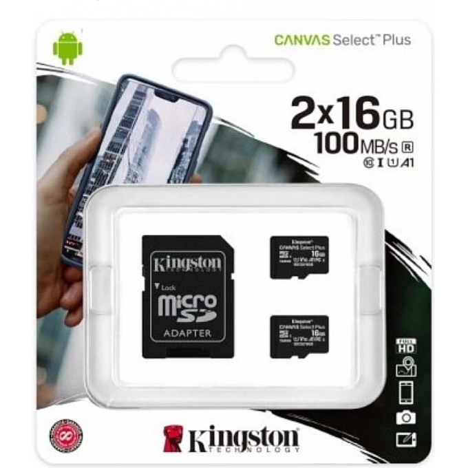 Карта памяти KINGSTON 16GB SDCS2/16GB-2P1A 627506