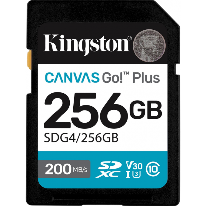Карта памяти KINGSTON 256GB SDXC CANVAS GO PLUS GEN4 200MB/s C10 UHS-I U3 V30 SDG4/256GB