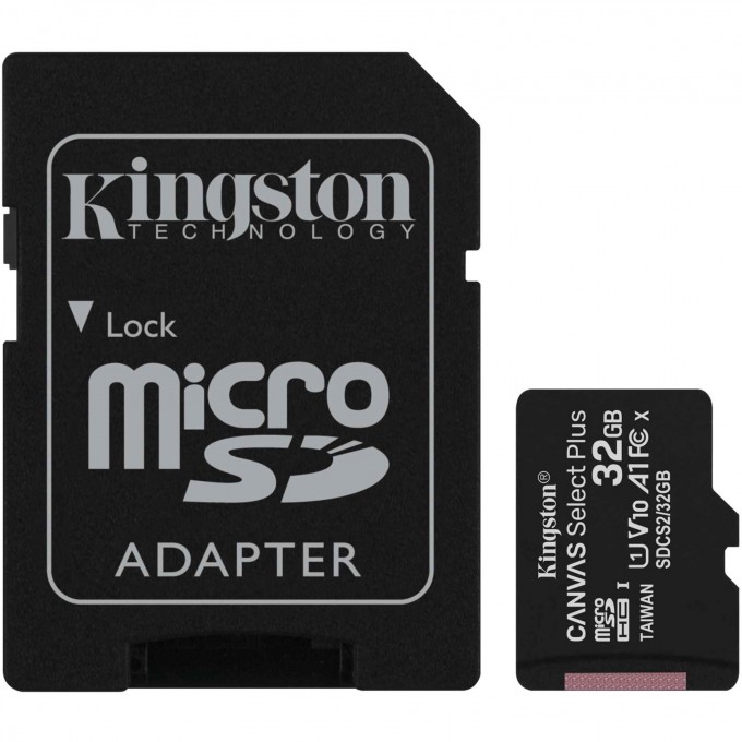 Карта памяти KINGSTON 32GB microSDHC Canvas Select Plus 100R A1 C10 Single Pack w/o Adapter SDCS2/32GBSP