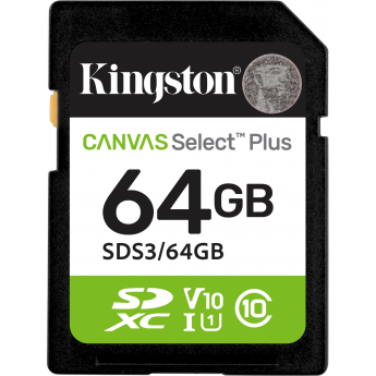 Карта памяти KINGSTON 64GB SDXC CANVAS SELECT PLUS GEN3 100MB/s C10 UHS-I U1 V10